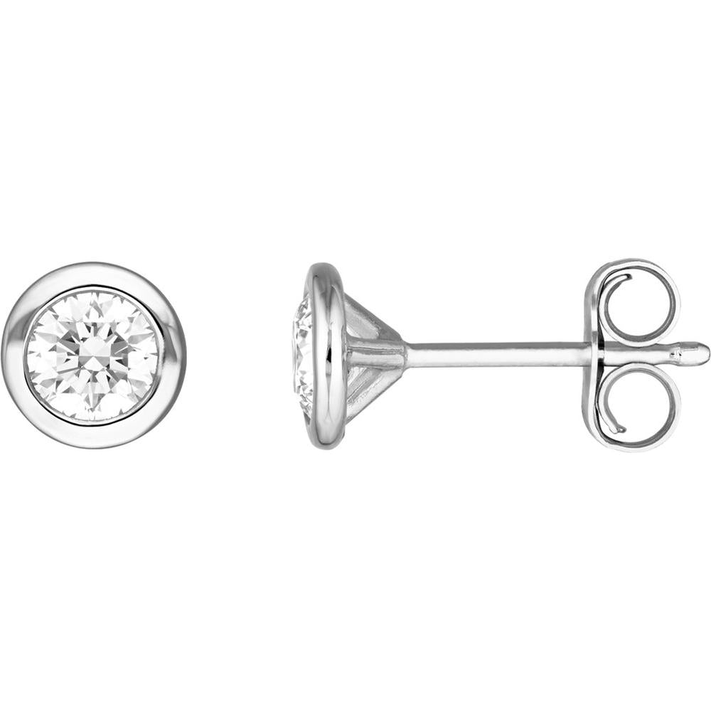 Olas d'Oro - 14K White Gold Round Martini Stud Earrings with 0.40 Carat Total Diamond Weight