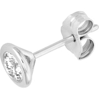 Olas d'Oro - 14K White Gold Round Martini Stud Earrings with 0.40 Carat Total Diamond Weight