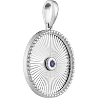 Olas d'Oro - 14K White Gold Round Sapphire Radiant Pendant - 0.05 Carat Total Sapphire Weight