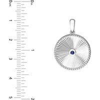 Olas d'Oro - 14K White Gold Round Sapphire Radiant Pendant - 0.05 Carat Total Sapphire Weight