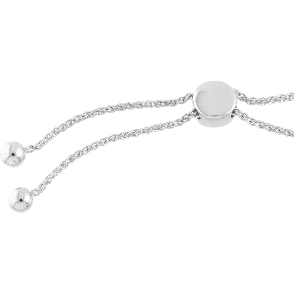 Olas d'Oro - 14K White Gold Round Wheat Chain Adjustable Bolo Bracelet 3.04 Grams