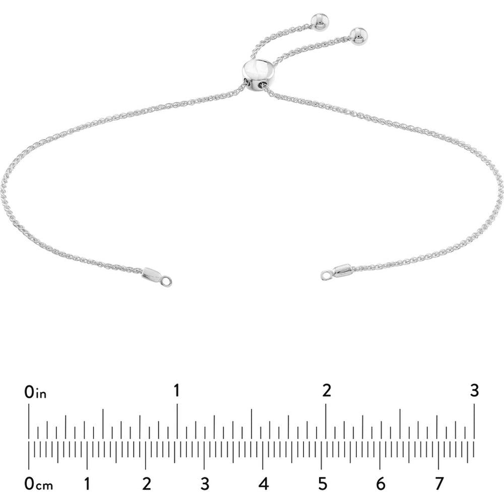 Olas d'Oro - 14K White Gold Round Wheat Chain Adjustable Bolo Bracelet 3.04 Grams