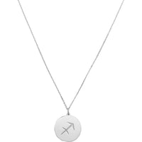Olas d'Oro - 14K White Gold Sagittarius Organic Disc Pendant Necklace with Engraved Archer Symbol