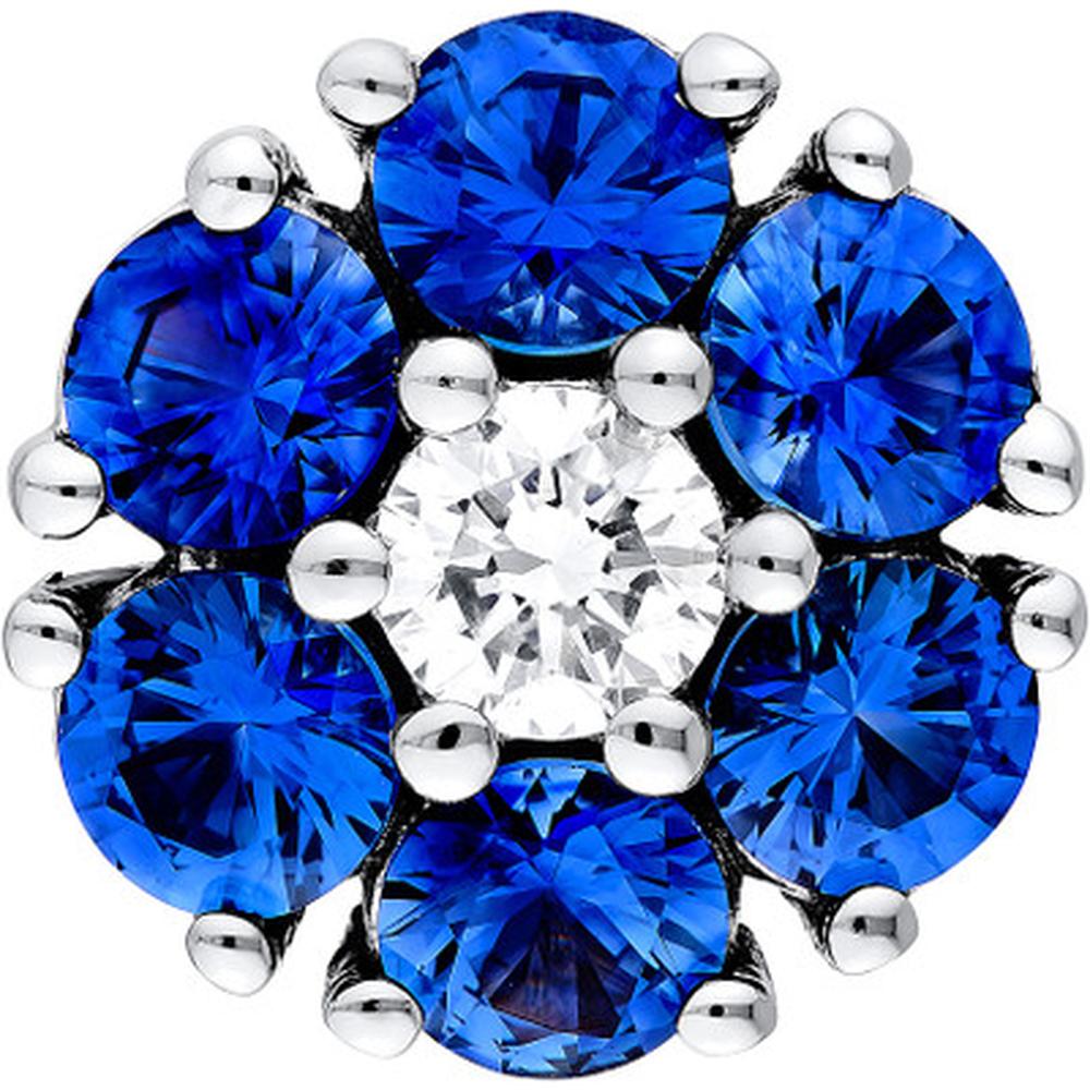 Olas d'Oro - 14K White Gold Sapphire & Diamond Cluster Stud Earrings - 1.09 Carat Total Gem Weight