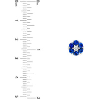Olas d'Oro - 14K White Gold Sapphire & Diamond Cluster Stud Earrings - 1.09 Carat Total Gem Weight