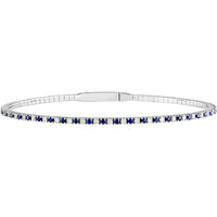 Olas d'Oro - 14K White Gold Sapphire & Diamond Eternity Tennis Bracelet - 3/8 Carat Total Carat Weight