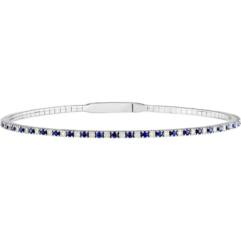 Olas d'Oro - 14K White Gold Sapphire & Diamond Eternity Tennis Bracelet - 3/8 Carat Total Carat Weight