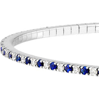 Olas d'Oro - 14K White Gold Sapphire & Diamond Eternity Tennis Bracelet - 3/8 Carat Total Carat Weight