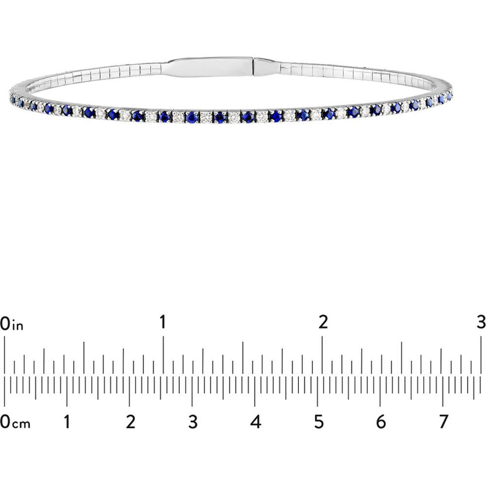Olas d'Oro - 14K White Gold Sapphire & Diamond Eternity Tennis Bracelet - 3/8 Carat Total Carat Weight