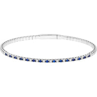 Olas d'Oro - 14K White Gold Sapphire and Diamond Flexi Tennis Bracelet - 0.35 Carat Diamond & 0.48 Carat Sapphire Total Carat Weight