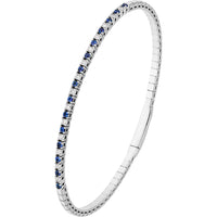 Olas d'Oro - 14K White Gold Sapphire and Diamond Flexi Tennis Bracelet - 0.35 Carat Diamond & 0.48 Carat Sapphire Total Carat Weight