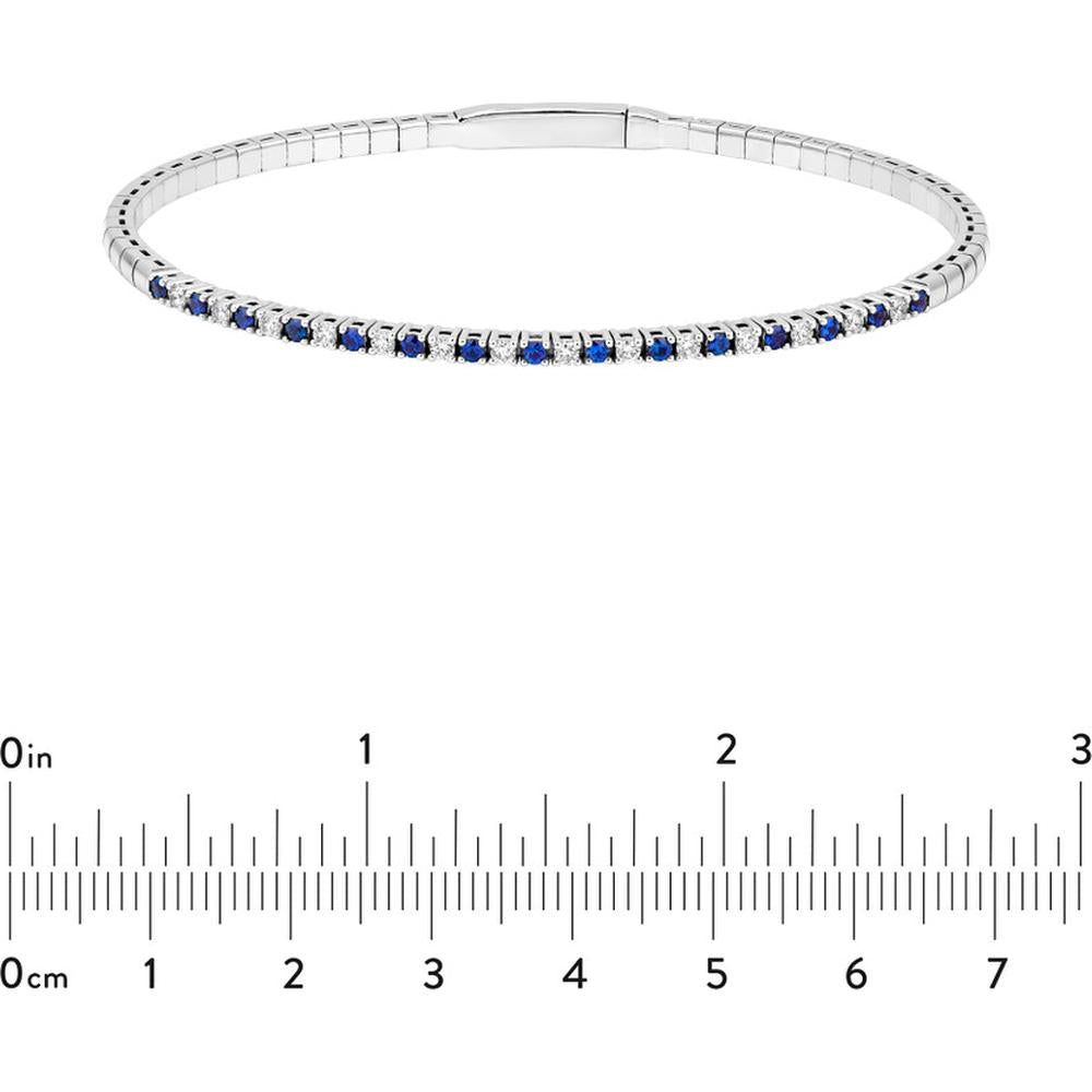 Olas d'Oro - 14K White Gold Sapphire and Diamond Flexi Tennis Bracelet - 0.35 Carat Diamond & 0.48 Carat Sapphire Total Carat Weight