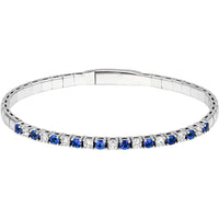 Olas d'Oro - 14K White Gold Sapphire & Diamond Flexi Tennis Bracelet - 1.75 Carat Total Carat Weight