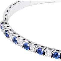 Olas d'Oro - 14K White Gold Sapphire & Diamond Flexi Tennis Bracelet - 1.75 Carat Total Carat Weight