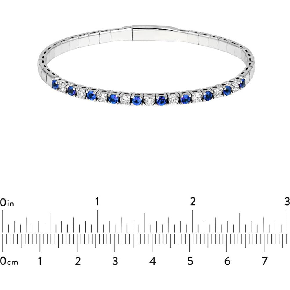 Olas d'Oro - 14K White Gold Sapphire & Diamond Flexi Tennis Bracelet - 1.75 Carat Total Carat Weight