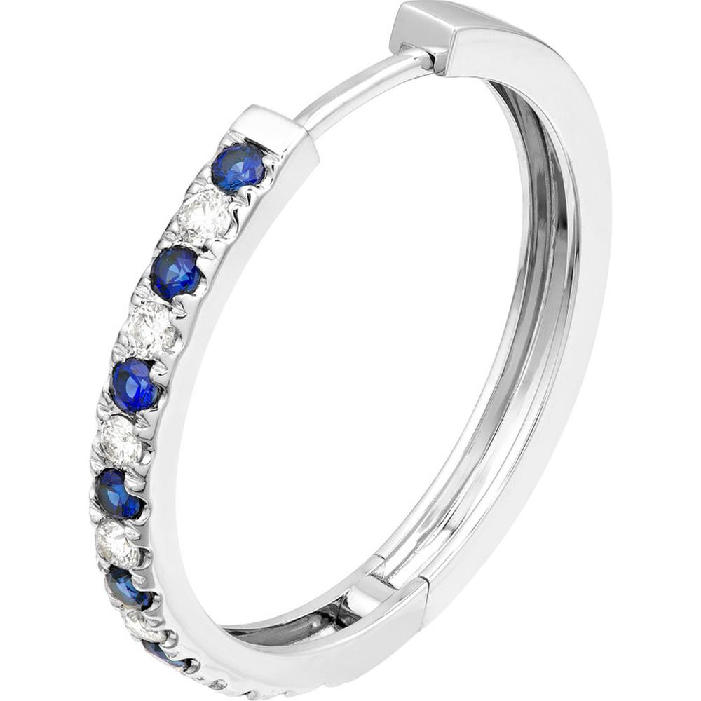 Olas d'Oro - 14K White Gold Sapphire & Diamond Hoop Earrings - 0.80 Carat Total Gem Weight