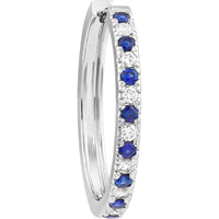 Olas d'Oro - 14K White Gold Sapphire & Diamond Hoop Earrings - 0.80 Carat Total Gem Weight