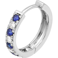 Olas d'Oro - 14K White Gold Sapphire & Diamond Huggie Earrings - 1/4 Carat Total Carat Weight