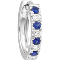 Olas d'Oro - 14K White Gold Sapphire & Diamond Huggie Earrings - 1/4 Carat Total Carat Weight