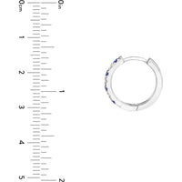 Olas d'Oro - 14K White Gold Sapphire & Diamond Huggie Earrings - 1/4 Carat Total Carat Weight
