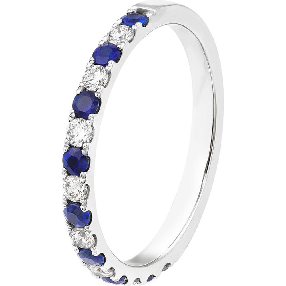 Olas d'Oro - 14K White Gold Sapphire & Diamond Stackable Band - 0.40 Carat Total Gemstone Weight
