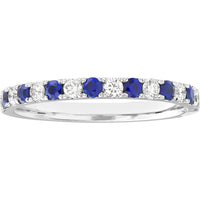 Olas d'Oro - 14K White Gold Sapphire and Diamond Stackable Band - 0.40 Carat Total Weight