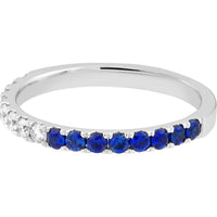 Olas d'Oro - 14K White Gold Sapphire and Diamond Stackable Band - 0.64 Carat Total Carat Weight