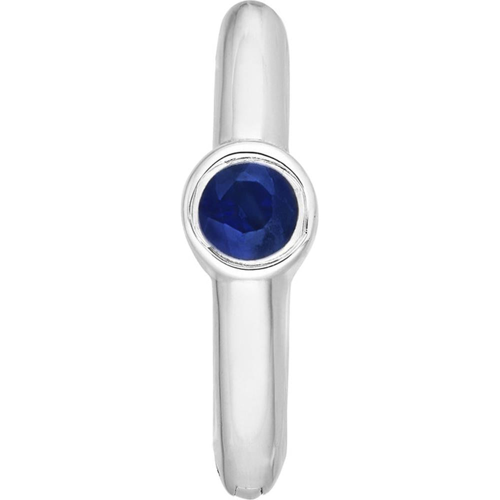 Olas d'Oro - 14K White Gold Sapphire Bezel Mini Hoop Earrings - 0.10 Carat Total Sapphire Weight