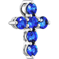 Olas d'Oro - 14K White Gold Sapphire Cross Pendant - 0.90 Carat Total Gem Weight