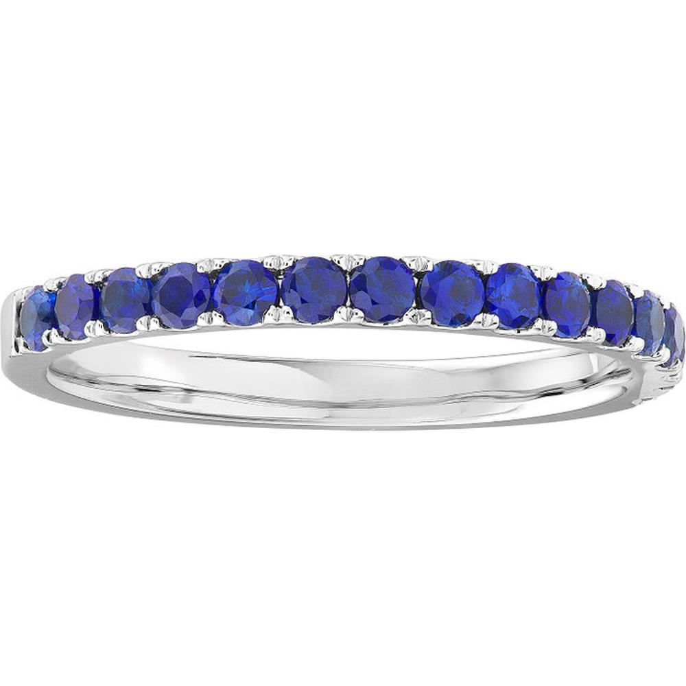 Olas d'Oro - 14K White Gold Sapphire Gemstone Stackable Band - 0.80 Carat Total Sapphire Weight