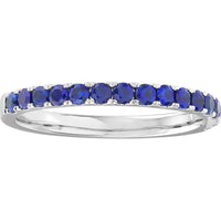 Olas d'Oro - 14K White Gold Sapphire Gemstone Stackable Band - 0.80 Carat Total Sapphire Weight