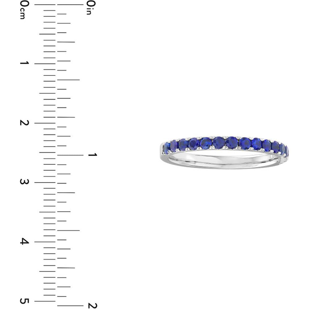 Olas d'Oro - 14K White Gold Sapphire Gemstone Stackable Band - 0.80 Carat Total Sapphire Weight