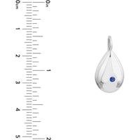 Olas d'Oro - 14K White Gold Sapphire Puffed Teardrop Pendant - 0.08 Carat Sapphire