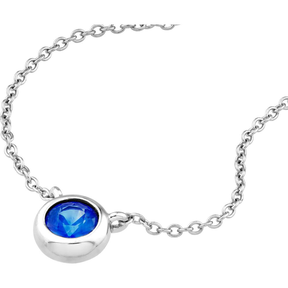 Olas d'Oro - 14K White Gold Sapphire Stone Bezel Necklace - 0.33 Carat Total Sapphire Weight
