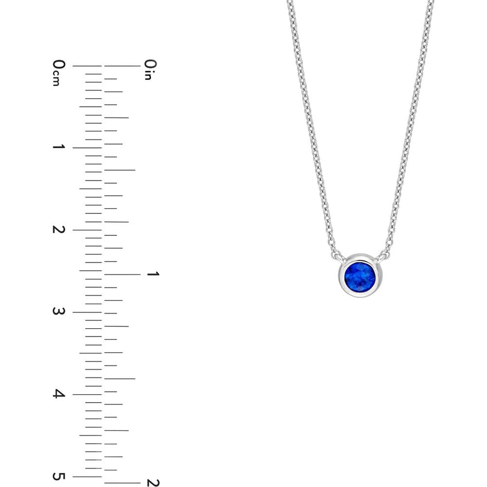 Olas d'Oro - 14K White Gold Sapphire Stone Bezel Necklace - 0.33 Carat Total Sapphire Weight