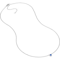 Olas d'Oro - 14K White Gold Sapphire Stone Bezel Necklace with Pear Shape Lobster Clasp - 0.15 Carat Sapphire