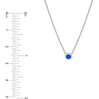 Olas d'Oro - 14K White Gold Sapphire Stone Bezel Necklace with Pear Shape Lobster Clasp - 0.15 Carat Sapphire