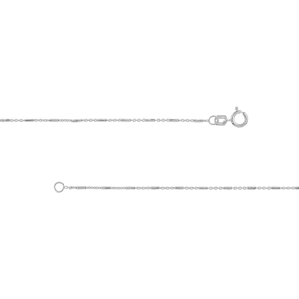 Olas d'Oro - 14K White Gold Saturn Cable Chain Necklace - 18" 0.9mm Barrel Elements