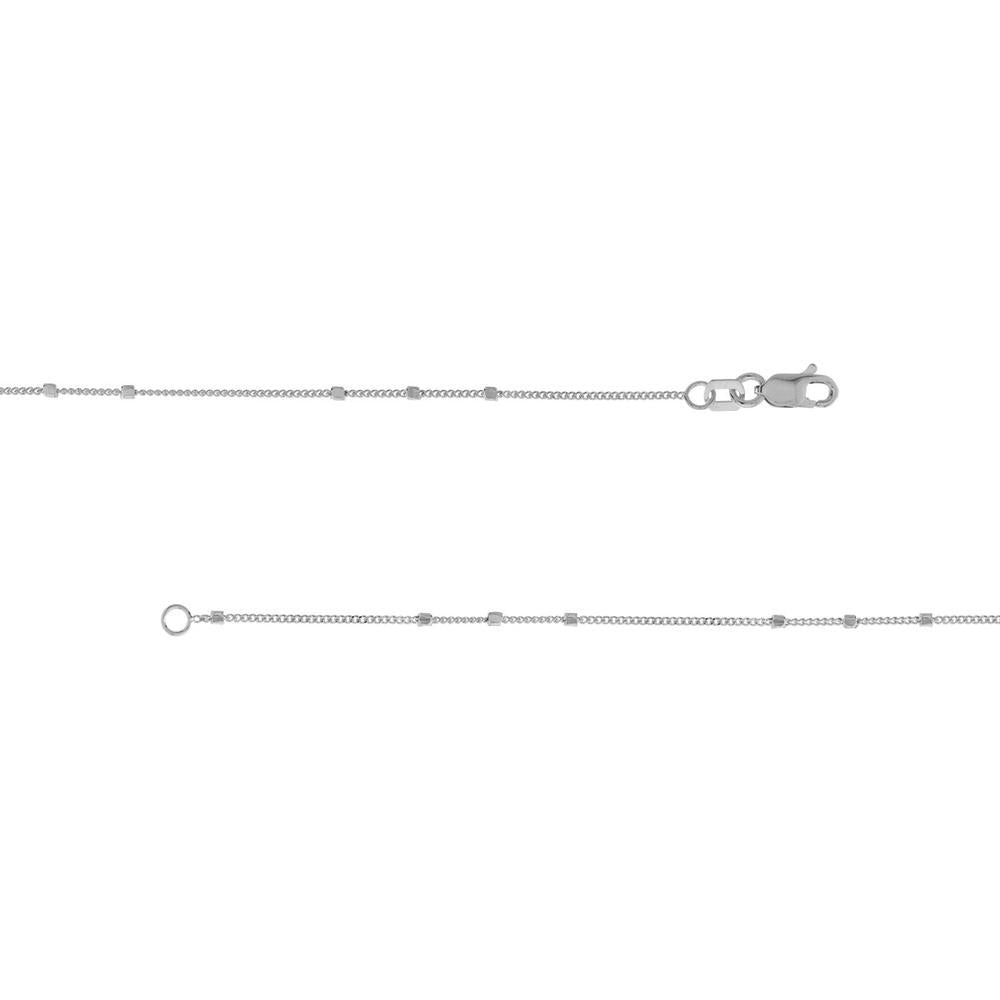 Olas d'Oro - 14K White Gold Saturn Chain Necklace with Bead Trio - 16" Length