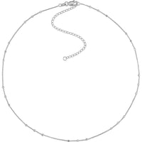 Olas d'Oro - 14K White Gold Saturn Choker Chain with Adjustable Fit - 13-16 Inches