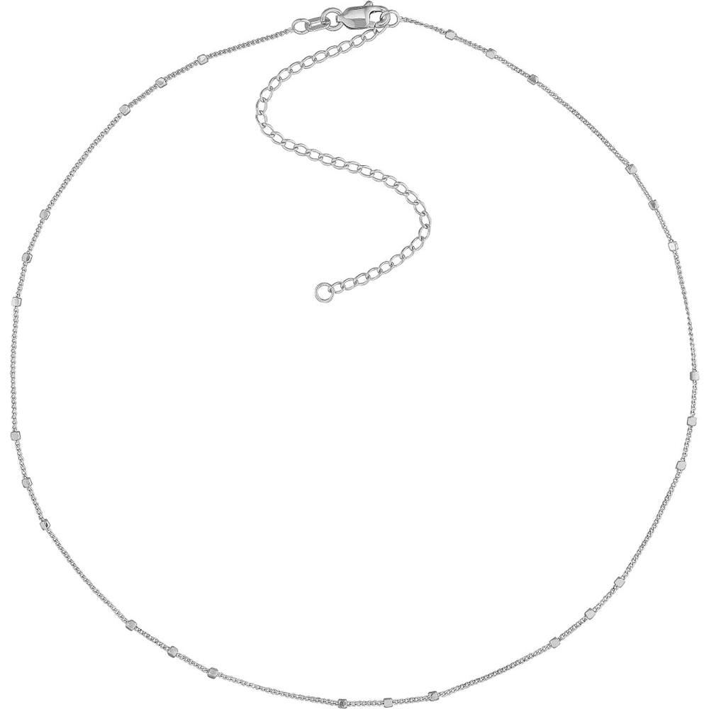 Olas d'Oro - 14K White Gold Saturn Choker Chain with Adjustable Fit - 13-16 Inches