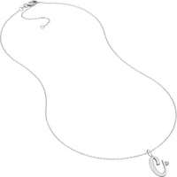 Olas d'Oro - 14K White Gold Script "C" Initial Necklace with Diamond Bezel - 0.02 Carat Total Diamond Weight
