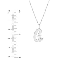 Olas d'Oro - 14K White Gold Script 'G' Diamond Bezel Pendant Necklace - 0.02 Carat Diamond