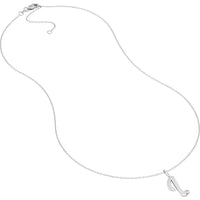 Olas d'Oro - 14K White Gold Script 'I' Diamond Bezel Pendant Necklace - 0.02 Carat Diamond Weight
