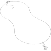 Olas d'Oro - 14K White Gold Script 'J' Necklace with Bezel-Set Diamond - 0.02 Carat Total Diamond Weight