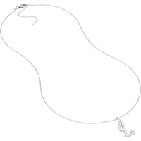 Olas d'Oro - 14K White Gold Script 'L' Diamond Bezel Pendant Necklace - 0.02 Carat Diamond