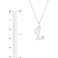 Olas d'Oro - 14K White Gold Script 'L' Diamond Bezel Pendant Necklace - 0.02 Carat Diamond