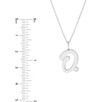 Olas d'Oro - 14K White Gold Script 'O' Diamond Bezel Pendant Necklace with Adjustable Chain 0.02 Carat Diamond