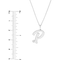 Olas d'Oro - 14K White Gold Script 'P' Diamond Bezel Pendant Necklace - 0.02 Carat Total Diamond Weight