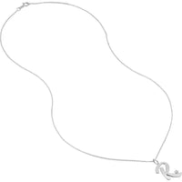 Olas d'Oro - 14K White Gold Script 'R' Pendant Necklace with Diamond Bezel - 0.02 Carat Diamond
